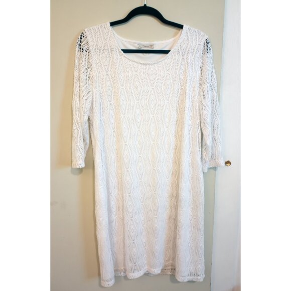 XL Dana Buchman White Crochet-like Lace Dress - Picture 1 of 5